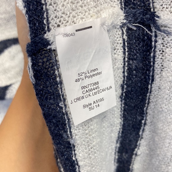 J. Crew Factory Linen Striped Raglan Sweater M - Picture 5 of 6